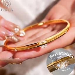 OKLA Planet Solitaire Bangles 100% 925 Sterling Silver High Carbon Diamond Cuff Bracelet for Women Engagement Gift Fine Jewelry