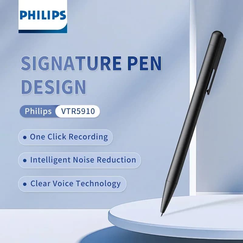Philips VTR5910 Portable Digital Voice Recorder Replaceable Refill One-click Recording Recorder Pen for Teaching Meetings Record