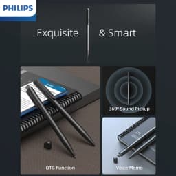 Philips VTR5910 Portable Digital Voice Recorder Replaceable Refill One-click Recording Recorder Pen for Teaching Meetings Record