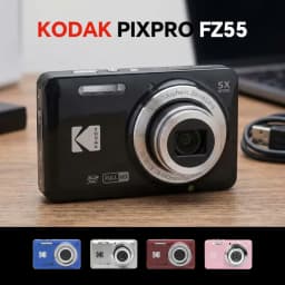 KODAK PIXPRO FZ55 16MP Digital Camera 5X Optical Zoom 28mm Wide Angle 1080P Full HD Video 2.7" LCD Vlogging Camera