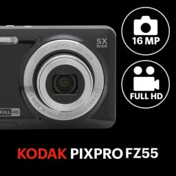 KODAK PIXPRO FZ55 16MP Digital Camera 5X Optical Zoom 28mm Wide Angle 1080P Full HD Video 2.7" LCD Vlogging Camera