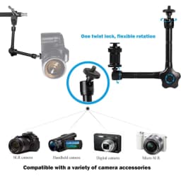 Metal Magic Arm 11 Inch Articulating With Super Clamp for Various Action Camera DSLR LCD Monitor LED Lights Cell Phone Accessery