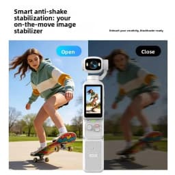 New 4K Handheld Gimbal Action Camera HD 180 Rotatable Lens Anti Shake Pocket Vlog Camera with Fill Light For Outdoor Sports
