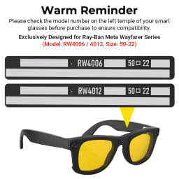 HiBloks Matte Frame Polorized Clip For Ray-Ban Meta Wayfarer RW4006/RW4012 (Gen 2) Smart Glasses Size M 50-22 Matte Black Lenses