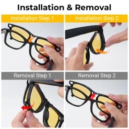 HiBloks Matte Frame Polorized Clip For Ray-Ban Meta Wayfarer RW4006/RW4012 (Gen 2) Smart Glasses Size M 50-22 Matte Black Lenses