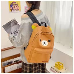 New Cartoon Rilakkumas Backpack Korilakkuma Embroidery Waterproof Nylon Backbag Large Capacity Girls Boys Student School Bag