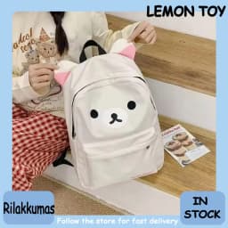 New Cartoon Rilakkumas Backpack Korilakkuma Embroidery Waterproof Nylon Backbag Large Capacity Girls Boys Student School Bag