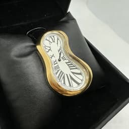 Surrealist Art Melting Clock Watch Unique Soft Time Quartz Wristwatch with Leather Band Creative Fashion Watch for Men Women
