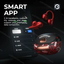 Zombies Cat B23 Graffiti Design Bluetooth 6.0 OWS Ear Clip Earbuds AI Translating Headphone TWS Wireless Earphone with Smart APP
