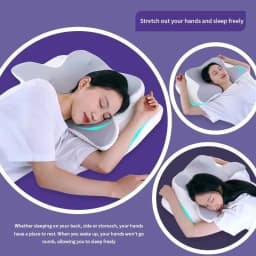 2-in-1 Ergonomic Molded Orthopedic Pillow One Unit Foam Cervical Cushion Comfortable Neck Support Pad for Sore Neck Relief Use
