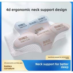 2-in-1 Ergonomic Molded Orthopedic Pillow One Unit Foam Cervical Cushion Comfortable Neck Support Pad for Sore Neck Relief Use