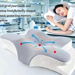 2-in-1 Ergonomic Molded Orthopedic Pillow One Unit Foam Cervical Cushion Comfortable Neck Support Pad for Sore Neck Relief Use