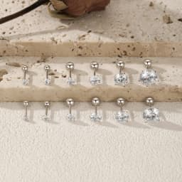 MODIAN Multicolor 925 Sterling Silver Elegant Beads Screw Earrings Classic Round CZ Stud Earrings For Women Jewelry 2.5MM-8MM