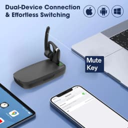 Bluetooth Headset, Wireless Earpiece with Upgrade Noise Canceling Mic,100H Talking Time,Hand-Free Headphones with Mute Button