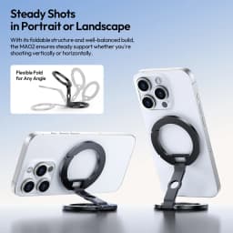 Ulanzi MA02 MagLock Dual Magnetic Phone Stand Foldable Magsafe Phone Holder with 1/4" Screw for Iphone 16 15 Android Phone Vlog