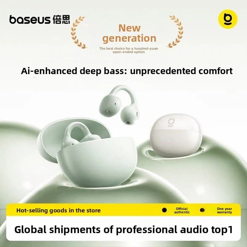 BASEUS BC1 Ear Clip Bluetooth 5 3 Headphones Open Ear Air Conduction Wireless Earbuds for Sport Running Workout with ENC Mic