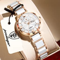 POEDAGAR Top Original Woman Clock Waterproof Quartz Elegant Ladies Wristwatch Stainless Steel Week Date Fashion Women's Watches