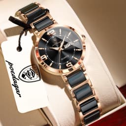 POEDAGAR Top Original Woman Clock Waterproof Quartz Elegant Ladies Wristwatch Stainless Steel Week Date Fashion Women's Watches