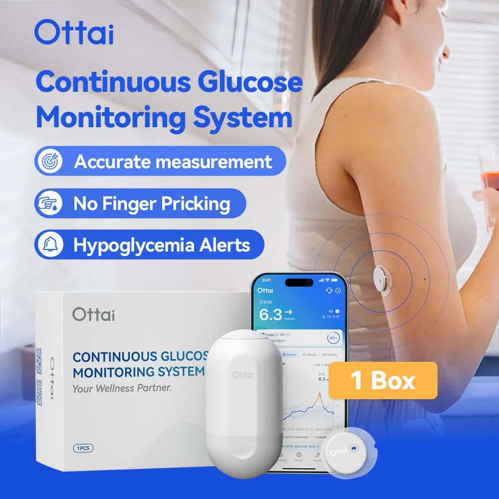 Ottai CGM Continuous Glucose Monitoring System Blood Glucose Monitoring One Set for 14 Days