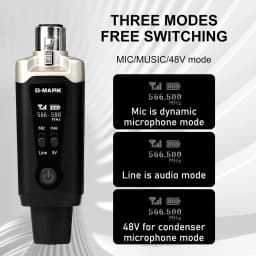 Wireless Transmitter System G-MARK GX1.1 UHF Microphone XLR Adapter 16 Channels Audio Receiver For 48V Phantom Power Condens