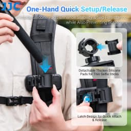 JJC Selfie Stick Holster Backpack Clip Mount for Insta360 X5 X4 ACE Pro 2 GO Ultra DJI Action 6 5 GoPro 13 12 11 Accessories