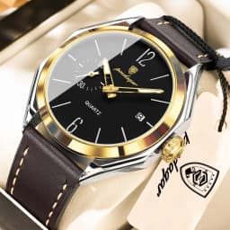 POEDAGAR Top Brand Male Wristwatch Leather Quartz Business Casual Men Watch Waterproof Luminous Date Fashion Men's Watches Reloj