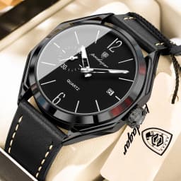 POEDAGAR Top Brand Male Wristwatch Leather Quartz Business Casual Men Watch Waterproof Luminous Date Fashion Men's Watches Reloj