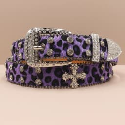 Leopard print Rhinestone Leather Belt for Men Women Large Size Belt Western Jeans Shiny Rivet Hip-hop Punk Rock Y2K Style