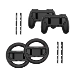 Steering Wheel Grip (4PCS) TNS-5109S for Switch/Switch 2 Joy-Con with Enhanced Grip,Oversized Top Buttons,Real Steering Feel