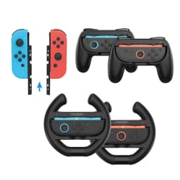 Steering Wheel Grip (4PCS) TNS-5109S for Switch/Switch 2 Joy-Con with Enhanced Grip,Oversized Top Buttons,Real Steering Feel