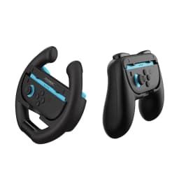 Steering Wheel Grip (4PCS) TNS-5109S for Switch/Switch 2 Joy-Con with Enhanced Grip,Oversized Top Buttons,Real Steering Feel