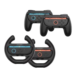 Steering Wheel Grip (4PCS) TNS-5109S for Switch/Switch 2 Joy-Con with Enhanced Grip,Oversized Top Buttons,Real Steering Feel
