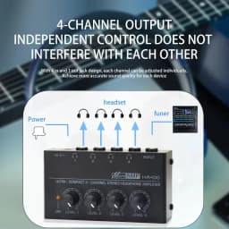 Ha400 Mini Amplifier Headphone Amplifier 4 Channels Ultra-Compact Stereo Audio Amplifier Earphone Amplifier with Power Adapter