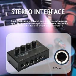 Ha400 Mini Amplifier Headphone Amplifier 4 Channels Ultra-Compact Stereo Audio Amplifier Earphone Amplifier with Power Adapter