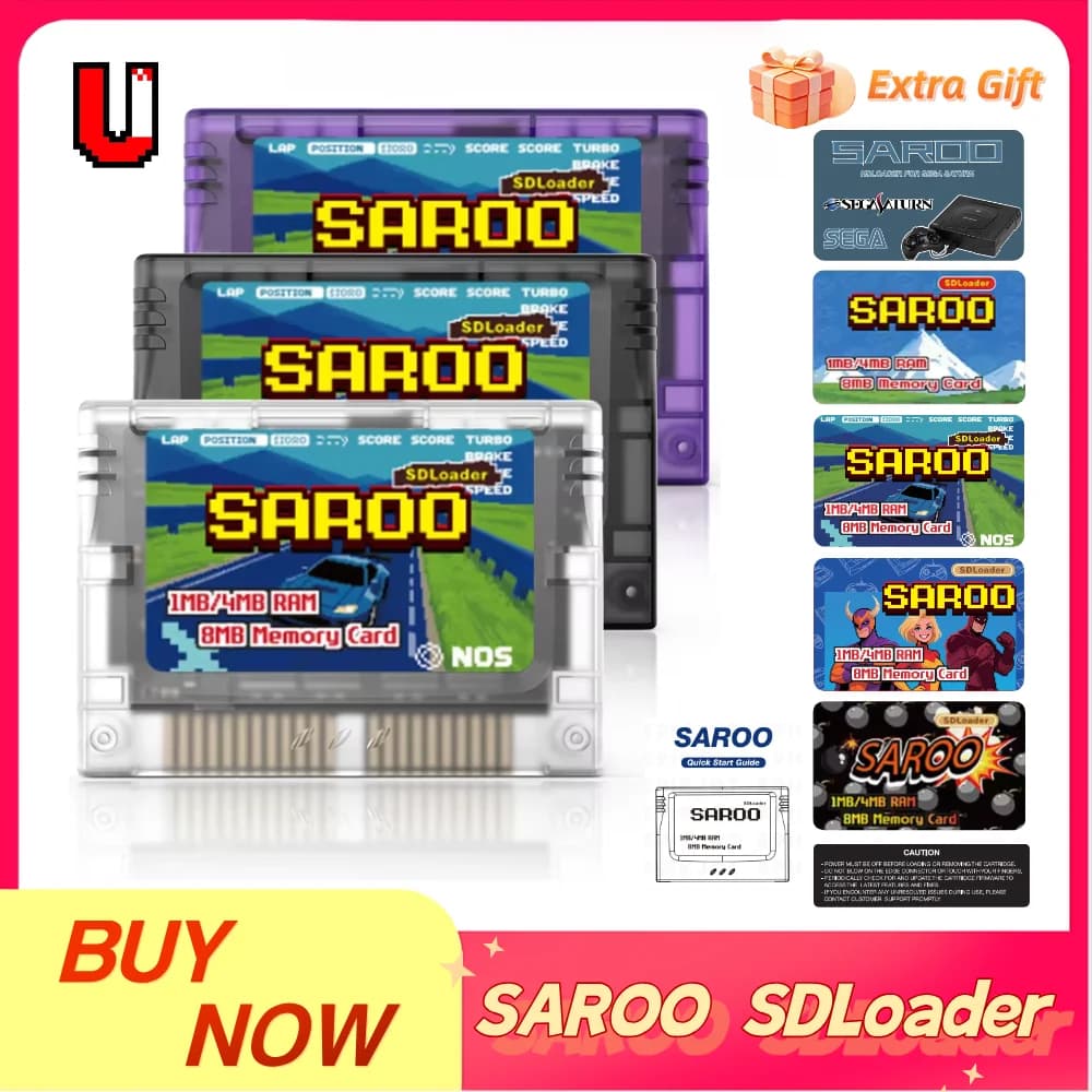SAROO Optical Drive Emulator For Sega Saturn HDLoader FlashCart 1MB/4MB RAM 8MB Memory
