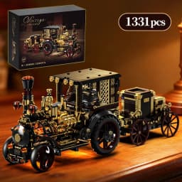 Creative 1331Pcs Vintage Mechanical Steam Car Building Blocks City Retro Steam Punk Vehicle Desktop Decoration Bricks Toys Gift