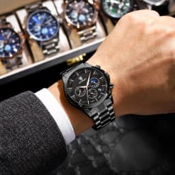 POEDAGAR Top Business Men's Watches Waterproof Luminous Stainless Steel Fashion Men Wristwatch Chronograph Date Man Quartz Watch