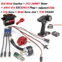 Power Combo 2322 2600KV Brushless Motor Metal Gear Box AM32 45A ESC 7CH Transmitter 21G Servo for RC Car MN82 MN78 MN168 MN99
