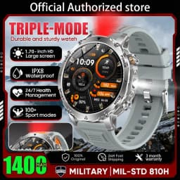 2026 New Outdoors Military 1400mAh Battery Smart Watch Men IP69K Waterproof LED Flashlight Heart Rate Sports Tracker Smartwatchs