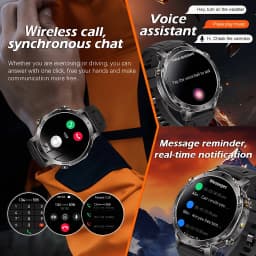 2026 New Outdoors Military 1400mAh Battery Smart Watch Men IP69K Waterproof LED Flashlight Heart Rate Sports Tracker Smartwatchs