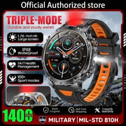 2026 New Outdoors Military 1400mAh Battery Smart Watch Men IP69K Waterproof LED Flashlight Heart Rate Sports Tracker Smartwatchs