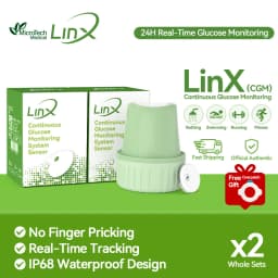 2PCS MicroTech LinX CGM 24/7 Glucose Monitoring 15-Day Real-Time Continuous Glucose Monitor No Finger Pricking