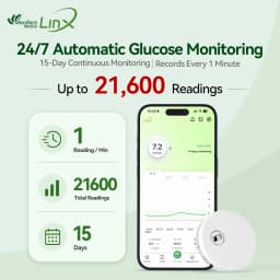 2PCS MicroTech LinX CGM 24/7 Glucose Monitoring 15-Day Real-Time Continuous Glucose Monitor No Finger Pricking