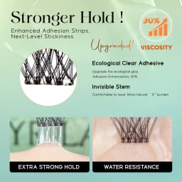 VYRILA Self Adhesive Eyelashes No Glue Needed Lashes 10‑16mm Pre Glued Cluster Lashes D Curl Soft Natural Press on Lashes