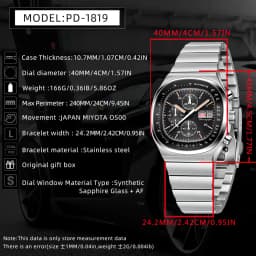 PAGANI DESIGN PD1819 Men Quartz Watch Miyota OS00 Movement Speed Tester Sapphire Waterproof Chronograph Watch Reloj Hombre