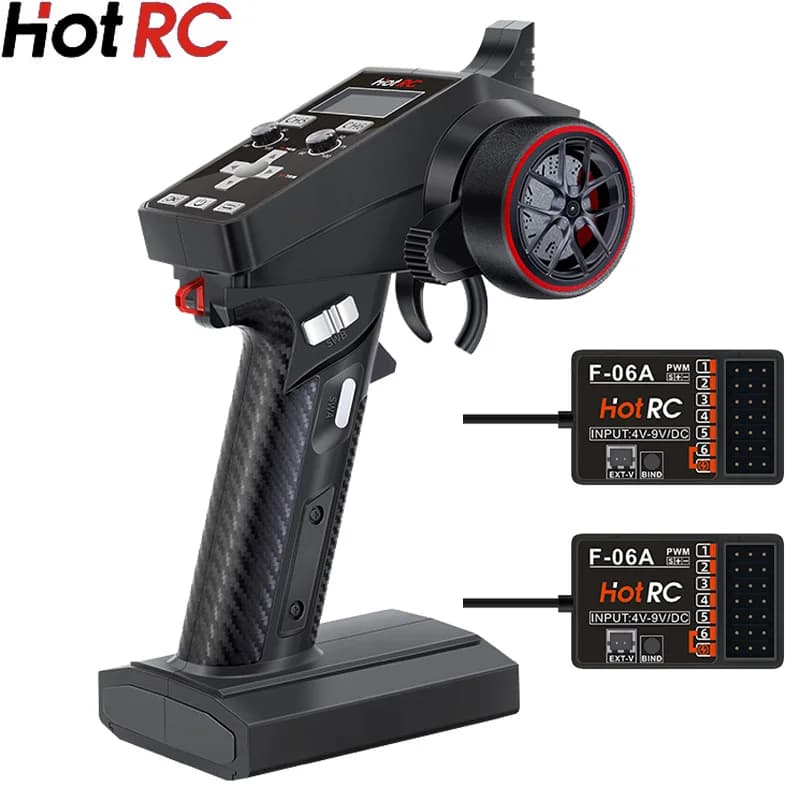 Hotrc CT-6A 6CH RC Transmitter 2.4GHz Remote Controller Radio System with F-06A Receiver for RC Car Boat Tank