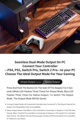Gulikit NS36 Goku 2 Wireless Controller Adapter Receiver for Windows Switch 1/2 PS4 Android Xbox Series S/X,Xbox One Platform
