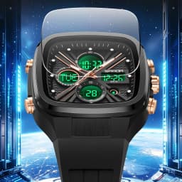 SANDA Fashion Men Watches Square Sport Watches Digital Dual Time Watches 50m Waterproof Electronic Men's Wrist Watches