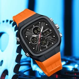 SANDA Fashion Men Watches Square Sport Watches Digital Dual Time Watches 50m Waterproof Electronic Men's Wrist Watches