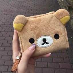 New Japanese Rilakkuma Bear Plush Foldable Compact Coin Purse Anime Portable Card Holder Short Wallet Card Storage Bag Gifts
